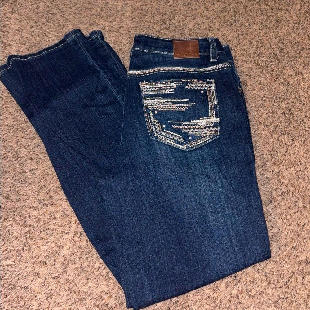 Maurices Indigo Boot Cut Jeans with Decorative Pockets